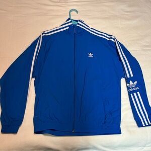 Adidas Women’s Blue Track Jacket with White Stripes
